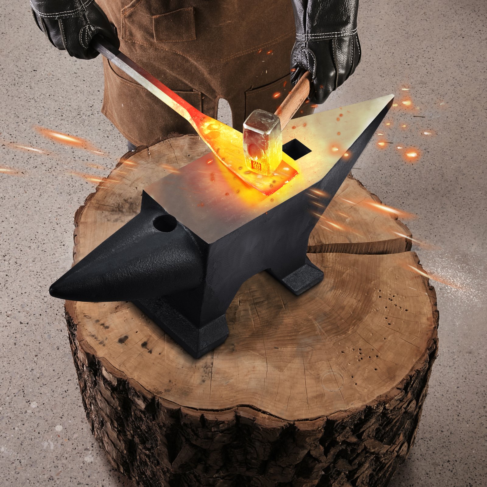 VEVOR Schmiedeamboss 60kgAmboss 67x18,5x21.5cm Amboss Werkzeuge mit Rund- und Flachhorn Schmiede Zubehör Ideal für Heimwerker und Bastler zum Nieten Abflachen Schmieden Formen von Metall