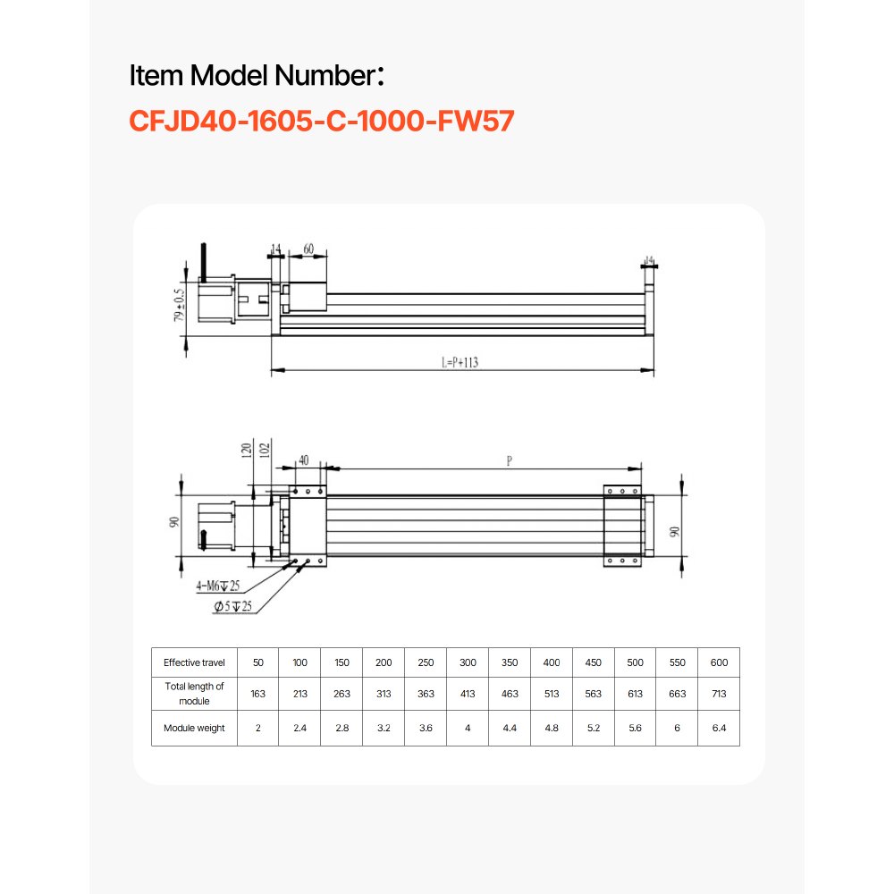 VEVOR Linearführung, 1000 mm Hub, Kugelgewindetrieb, CNC-Linearführungs-Tischantrieb, motorisierter Nema 23 Schrittmotor, hohe Präzision, für Graviermaschinen, CNC-Fräsmaschinen und 3D-Drucker