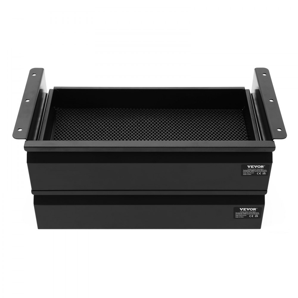 VEVOR 16" Wide Under Desk Drawer Slide Out, Under Desk Mounted Pull-out Drawer Attachment, Hidden Desktop 2 Layer Storage Organizer, Under Table Pencil Drawer for Home Sit Stand Workstation, 18x9x8 in