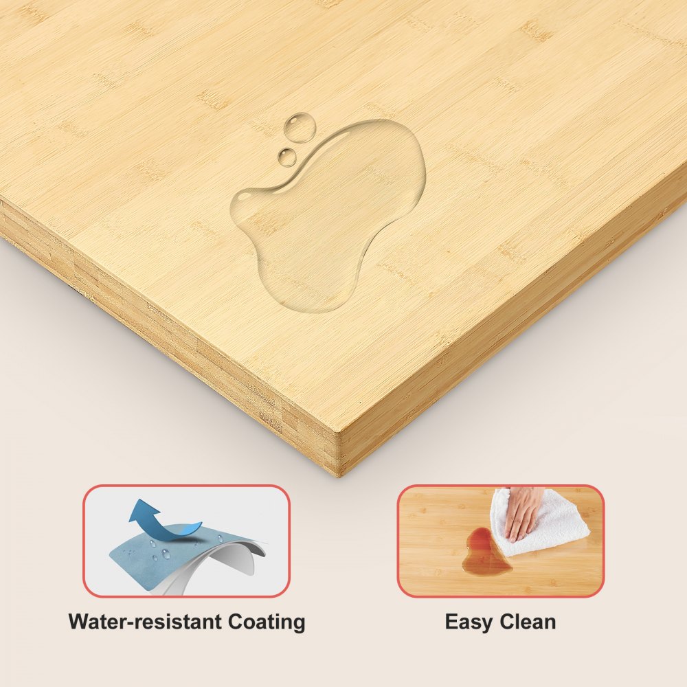 VEVOR Bambus-Tischplatte, 1800 x 737 x 38 mm, 150 kg Tragfähigkeit, solider einteiliger Bambus-Schreibtisch für höhenverstellbares elektrisches Stehpultgestell, Arbeitsplatte für Zuhause und Büro