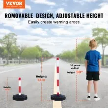 VEVOR Verkehrshütchen Verkehr Absperrpfosten 4 Stk. 285 x 285 mm Warnkegel Verkehrsleitkegel Warnleitkegel mit Kett, Leitpfostenkegel Straßensperrpfosten Rot & Weiß Wasser- und Sandeinspritzung