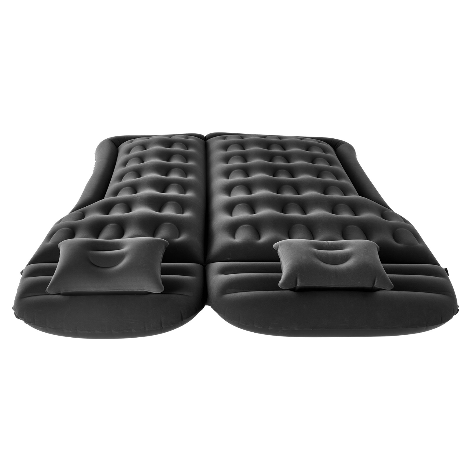 VEVOR Car Air Mattress Inflatable Camping Mattress Flocked & Thickened Travel Beds Portable Sleeping Mat with Air Pump & 2 Pillows & Nozzle & Carrying Bag, for most SUVs MPVs Sedans, Black