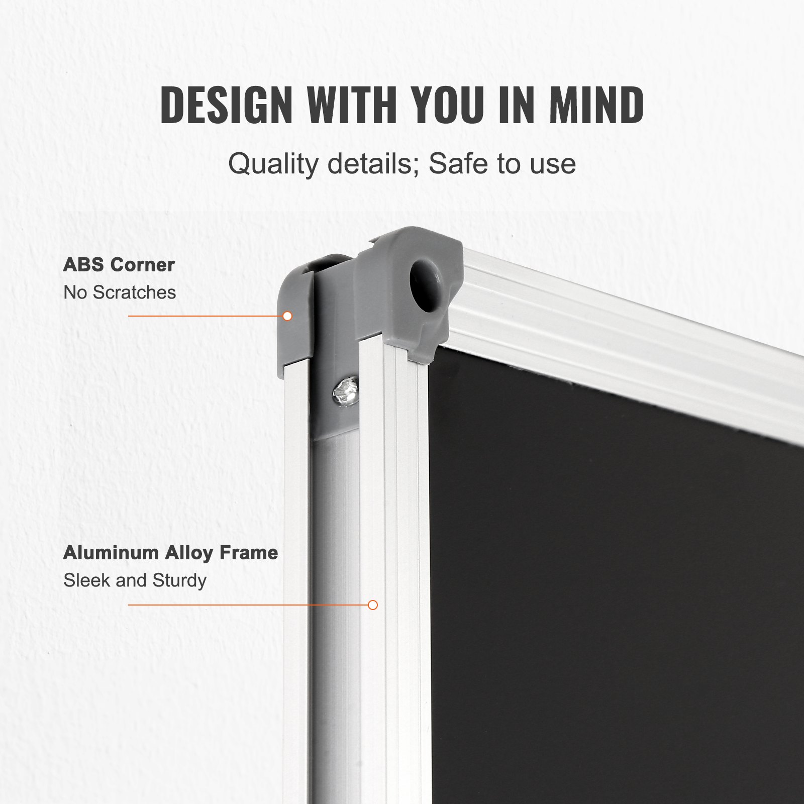 VEVOR Schwarze Tafel, Kreidetafel mit Aluminiumrahmen, 175 x 100 cm Trocken Abwischbare Tafel, inklusive 1 Magnetisch Abwischbaren & 3 Trocken abwischbaren Markern, Schwarze Oberfläche
