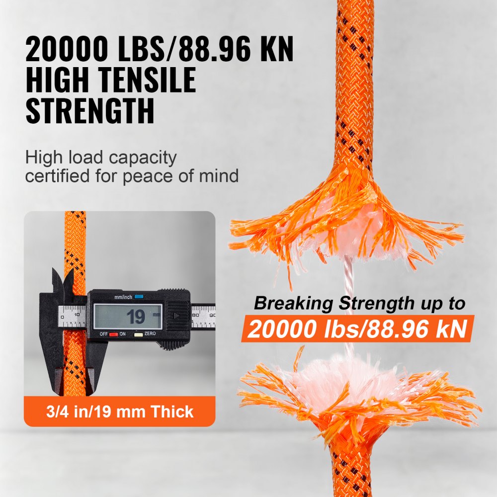 VEVOR Arborist Baumkletterseil, doppelt geflochten Polyester 1.9 cm x 67.1 m