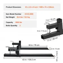 VEVOR 2x Palettengabeln Anklemmbar 1090x70x230mm Gabelträger 907kg Tragfähigkeit Gabelzinken 109cm Gesamtlänge mit 76,2cm-Gabelblatt Gabelstapler Gabelstaplerzinken Frontlader Palettenrahmen