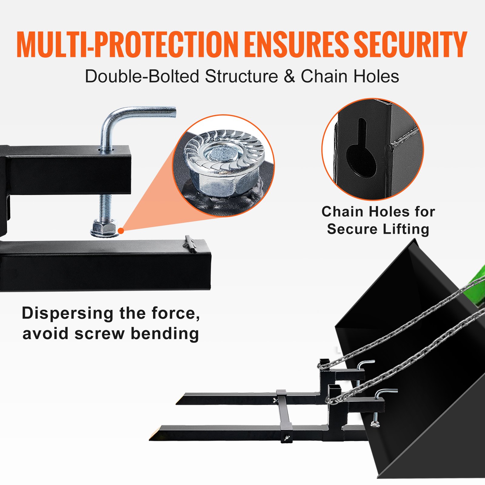 VEVOR Palettengabel 1090x70x230mm Gabelträger 907kg Tragfähigkeit Gabelzinken 109cm Gesamtlänge mit 76cm-Gabelblatt Gabelstapler 495-915mm Einstellbar Gabelstaplerzinken Frontlader Palettenrahmen