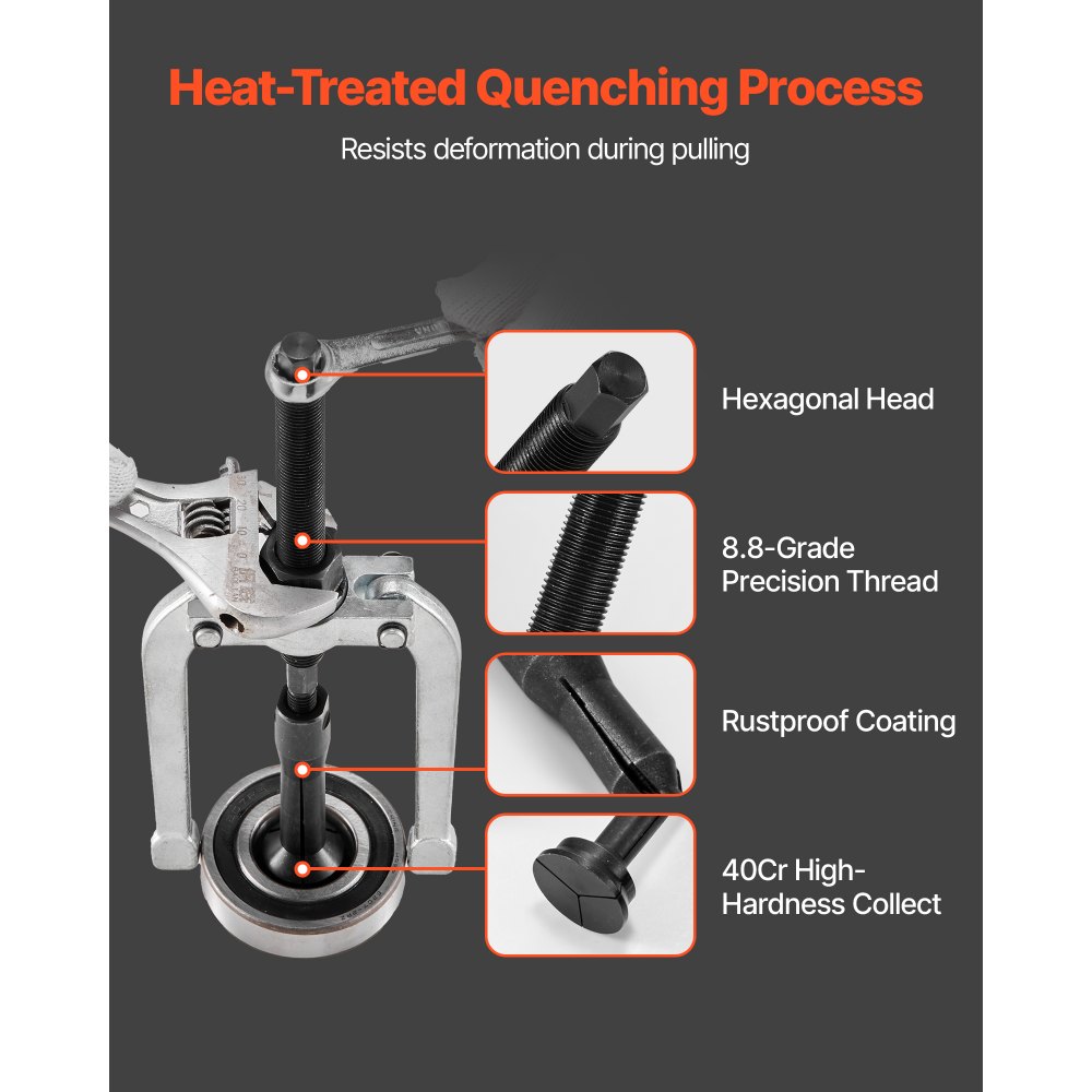 VEVOR Sackloch Lagerabzieher-Set 16 in 1 Innenlagerlaufring und Dichtungsabzieher Set, Gleithammer Piloteinsatz Innenlager Abzieher Satz mit 10 geteilten Spannzangen und Gegenstütze