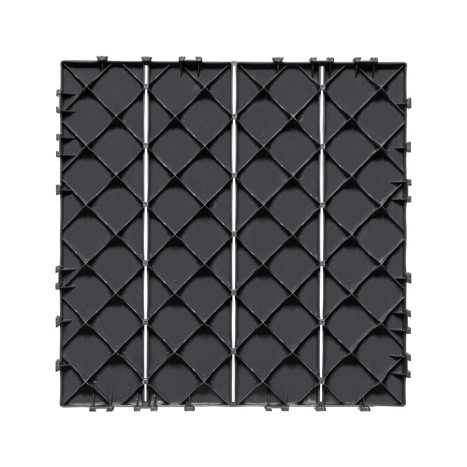 VEVOR Terrassenfliesen, 36er-Set, Balkonfliesen 30 x 30 cm, Klickfliesen, wasserdichter Kunststoff-Bodenbelag für den Außenbereich, Terrassenbodenbelag für Veranda, Pool, Balkon, Hinterhof, Dunkelgrau