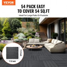 VEVOR 54x Terrassenfliesen Klickfliese Balkonfliesen Fliesen 295X295mm Dunkelgrau