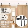 VEVOR Schiebetürbeschlag 366cm Länge Schiebetürsystem aus Kohlenstoffstahl Schiebetüren Komplettset 150kg Tragfähigkeit Laufschienen Set max. 183cm Türbreite Geeignet für Küche Scheunen Ställe