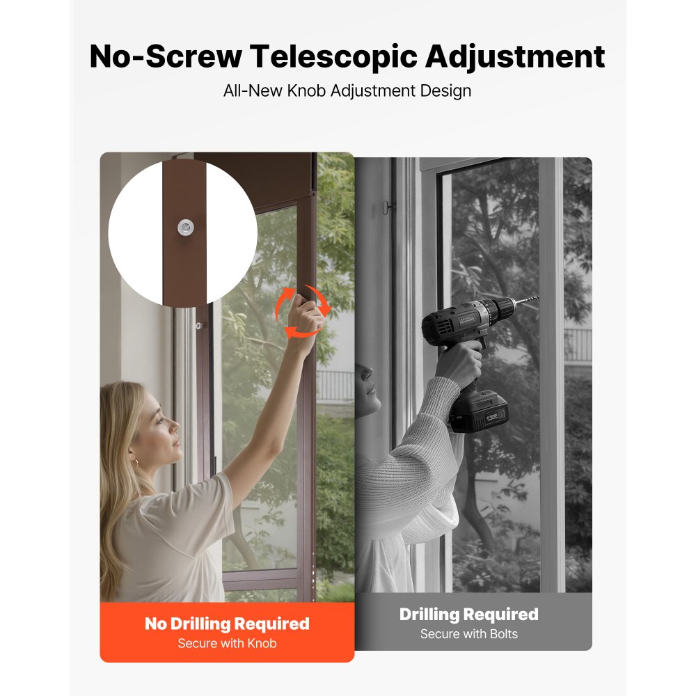 VEVOR Hundetür Haustiertür für Glasschiebetür, 1927–2040 mm höhenverstellbar, Rahmen aus Aluminiumlegierung mit drehbaren Metallscharnieren & Schlossdesign, 260,4 x 412,8 mm Vorhangmaße, Braun