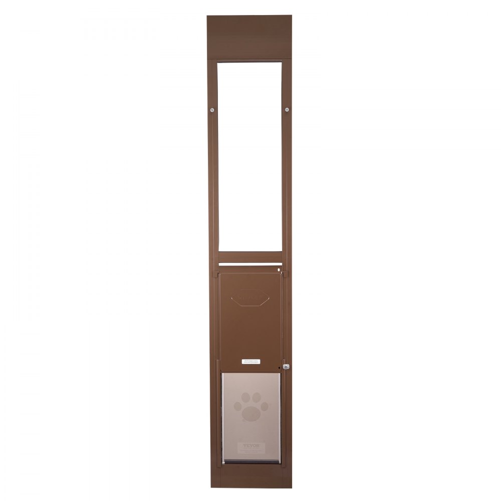 VEVOR Hundetür Haustiertür für Glasschiebetür, 1927–2040 mm höhenverstellbar, Rahmen aus Aluminiumlegierung mit drehbaren Metallscharnieren & Schlossdesign, 260,4 x 412,8 mm Vorhangmaße, Braun