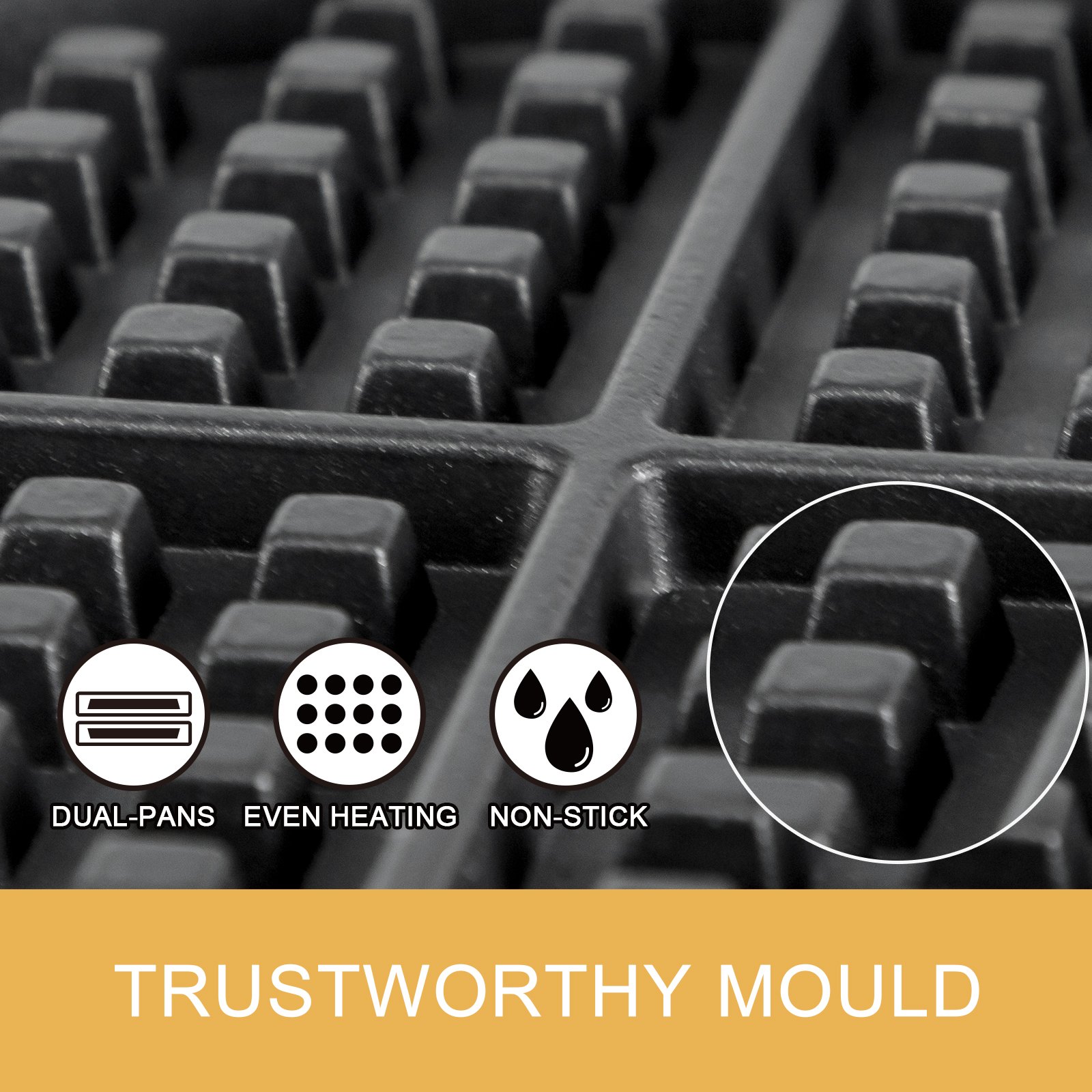 VEVOR HT-1 Waffeleisen 220V Waffle Maker Waffeleisen Edelstahl Waffelautomat antihaftbeschicht zum Frühstück oder Mittagessen zu Hause