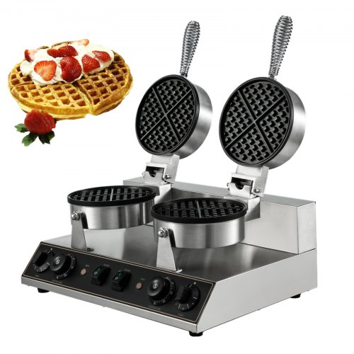 VEVOR Waffeleisen Waffle Maker HT-2  Waffelmaschine Doppelte Pfannen  jeweils in 4 Waffeln 0 ~ 5 Minuten Waffelautomat 1200W
