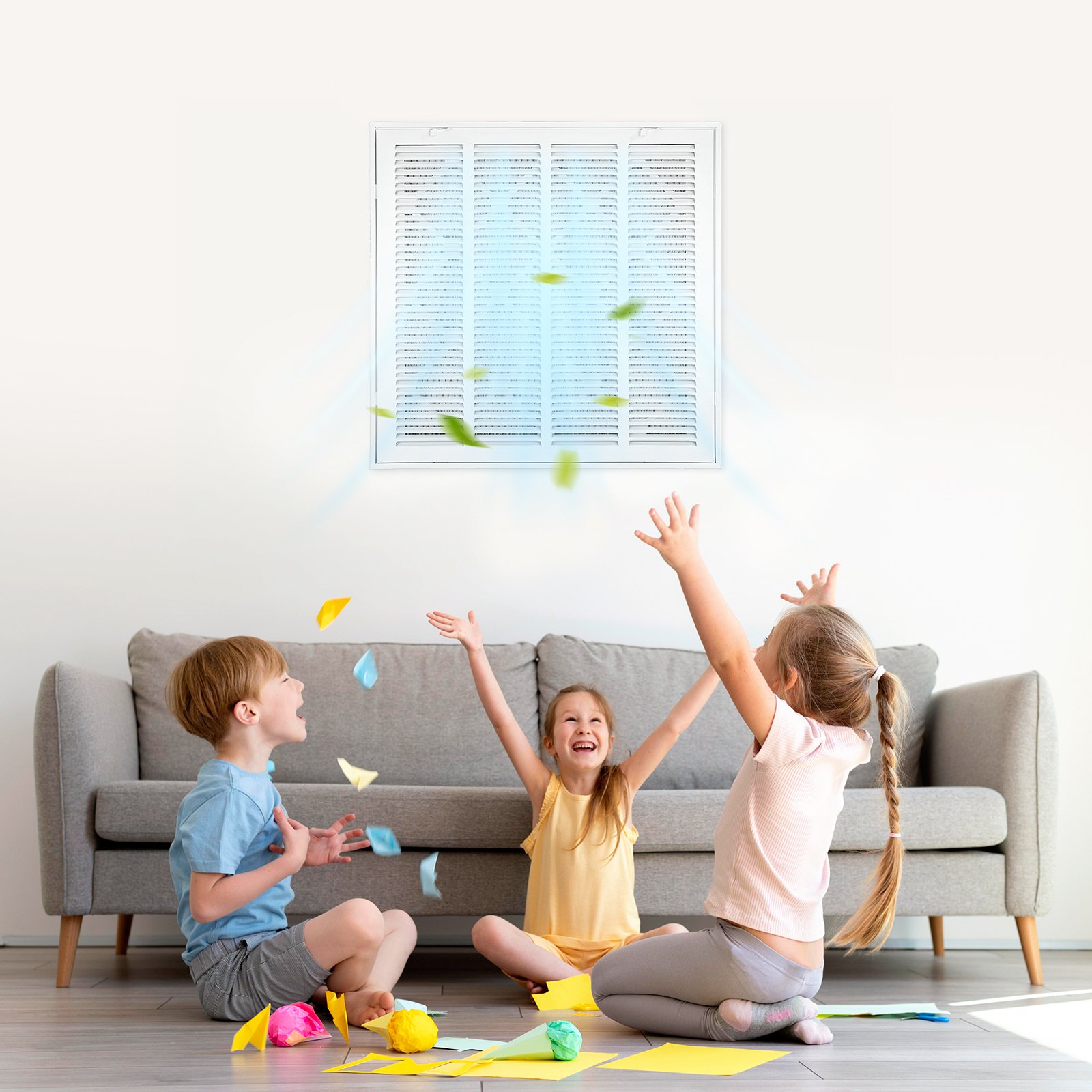 VEVOR Luftfiltergitter, passend für Installationsöffnung von 50,5x50,5 cm (B x H), Filter im Lieferumfang enthalten, Abluftgitter für die Wand, pulverbeschichtetes Rückluftgitter aus Stahl