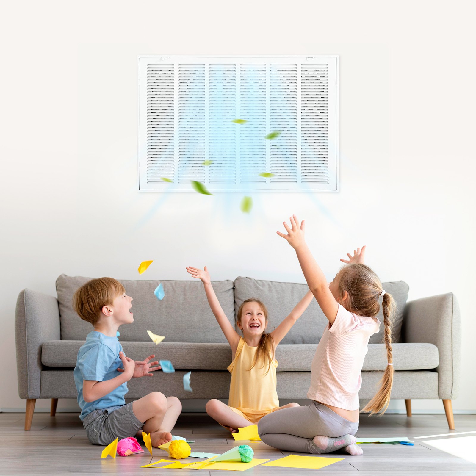 VEVOR Lüftungsgitter, passend für Installationsöffnung von 75,5x50,5 cm, Filter im Lieferumfang enthalten, Abluftgitter, Lamellengitter für die Wand, pulverbeschichtetes Rückluftgitter aus Stahl