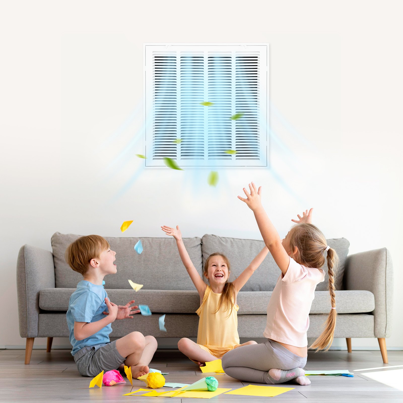 VEVOR Lüftungsgitter, passend für Installationsöffnung (50,5 x 50,5 cm), Filter NICHT im Lieferumfang enthalten, Abluftgitter für die Wand, pulverbeschichtetes Rückluftgitter aus Stahl