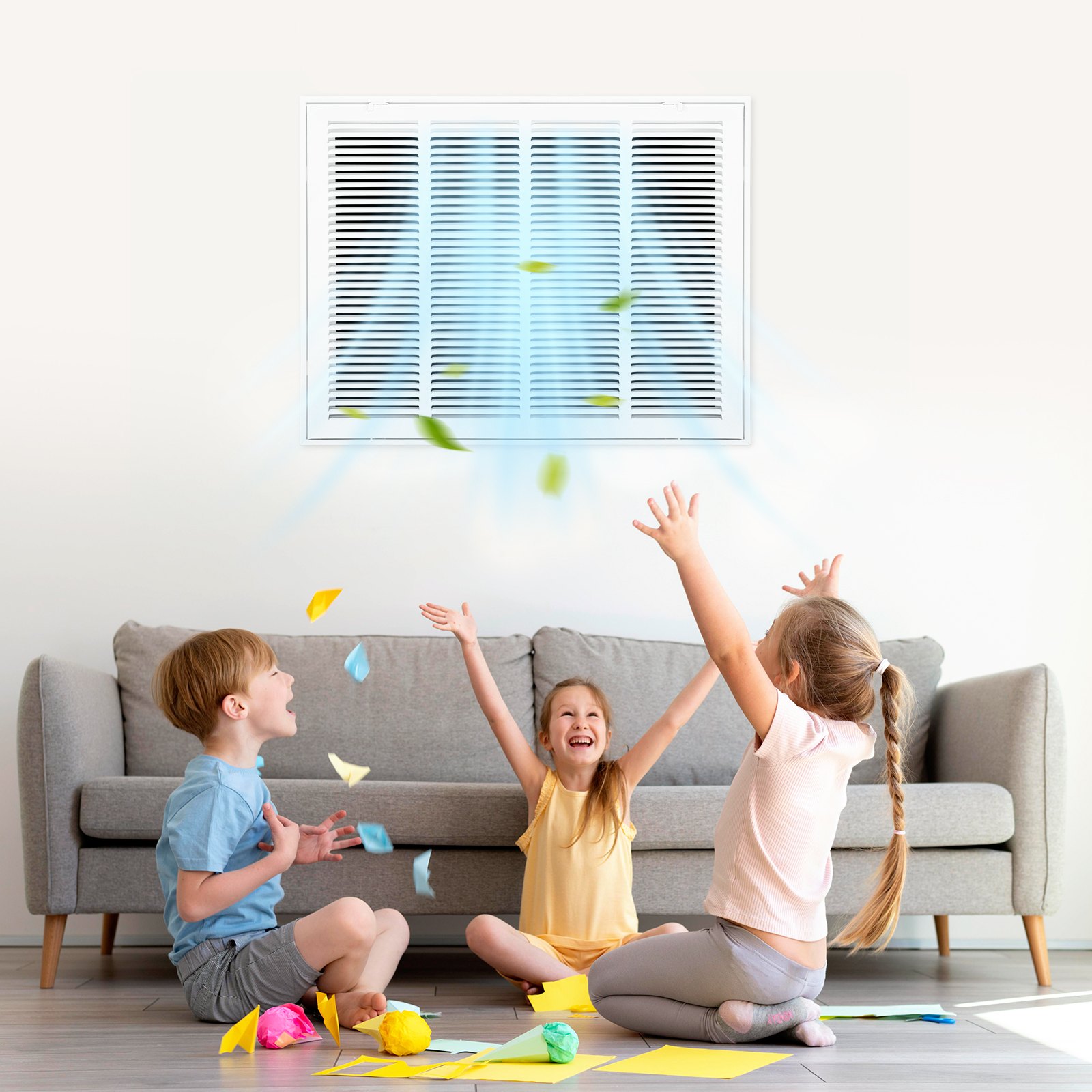 VEVOR Rückluftfiltergitter, passend für Installationsöffnung (60,5x45,5 cm), Filter NICHT im Lieferumfang enthalten, Abluftgitter für die Wand, pulverbeschichtetes Rückluftgitter aus Stahl