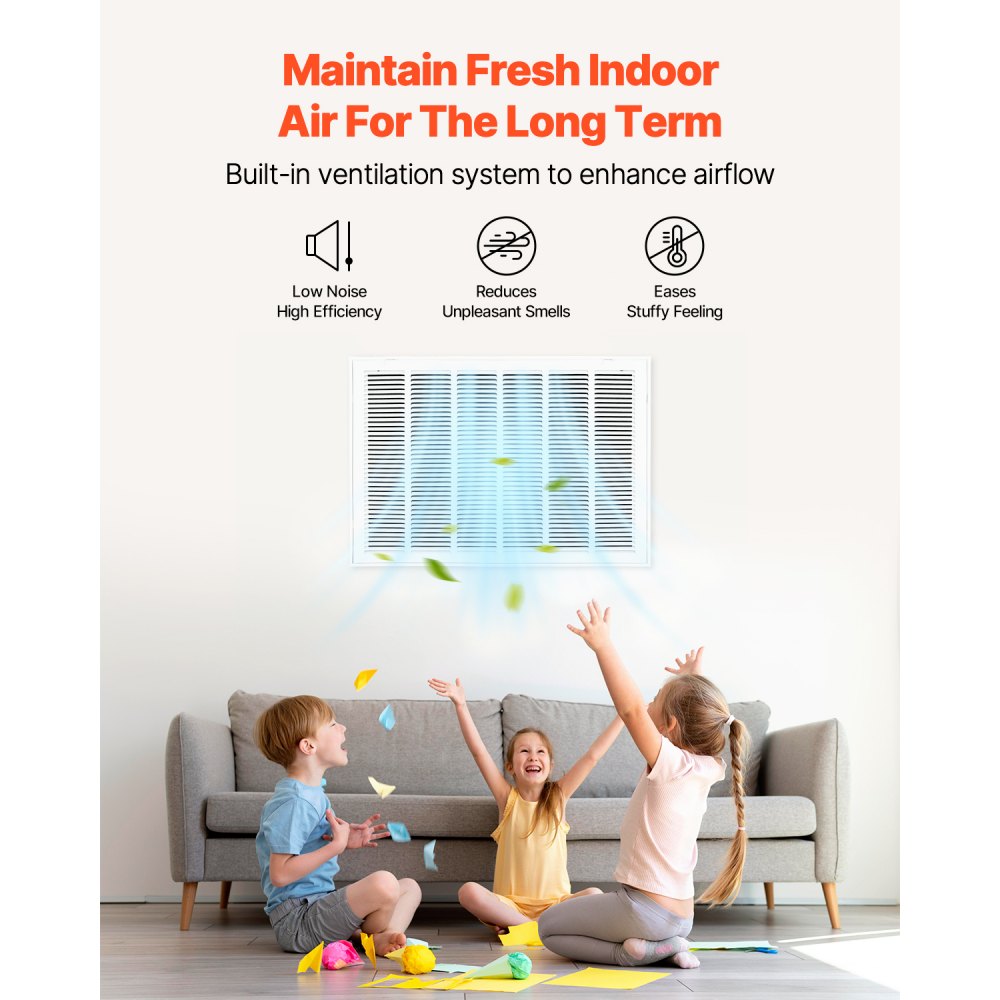 VEVOR Lüftungsgitter 83x57,2x4 cm, passend für Installationsöffnung von 75,5x50,5 cm, Filter NICHT im Lieferumfang enthalten, Abluftgitter für die Wand, Rückluftgitter aus Stahl