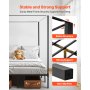 VEVOR Himmelbettrahmen (Full Size), Metallhimmelbett mit Himmelbett-Design (363 kg belastbar), robuste Stahllattenstütze (Quadrat), Stauraum unter dem Bett, kein Boxspring erforderlich, Schwarz