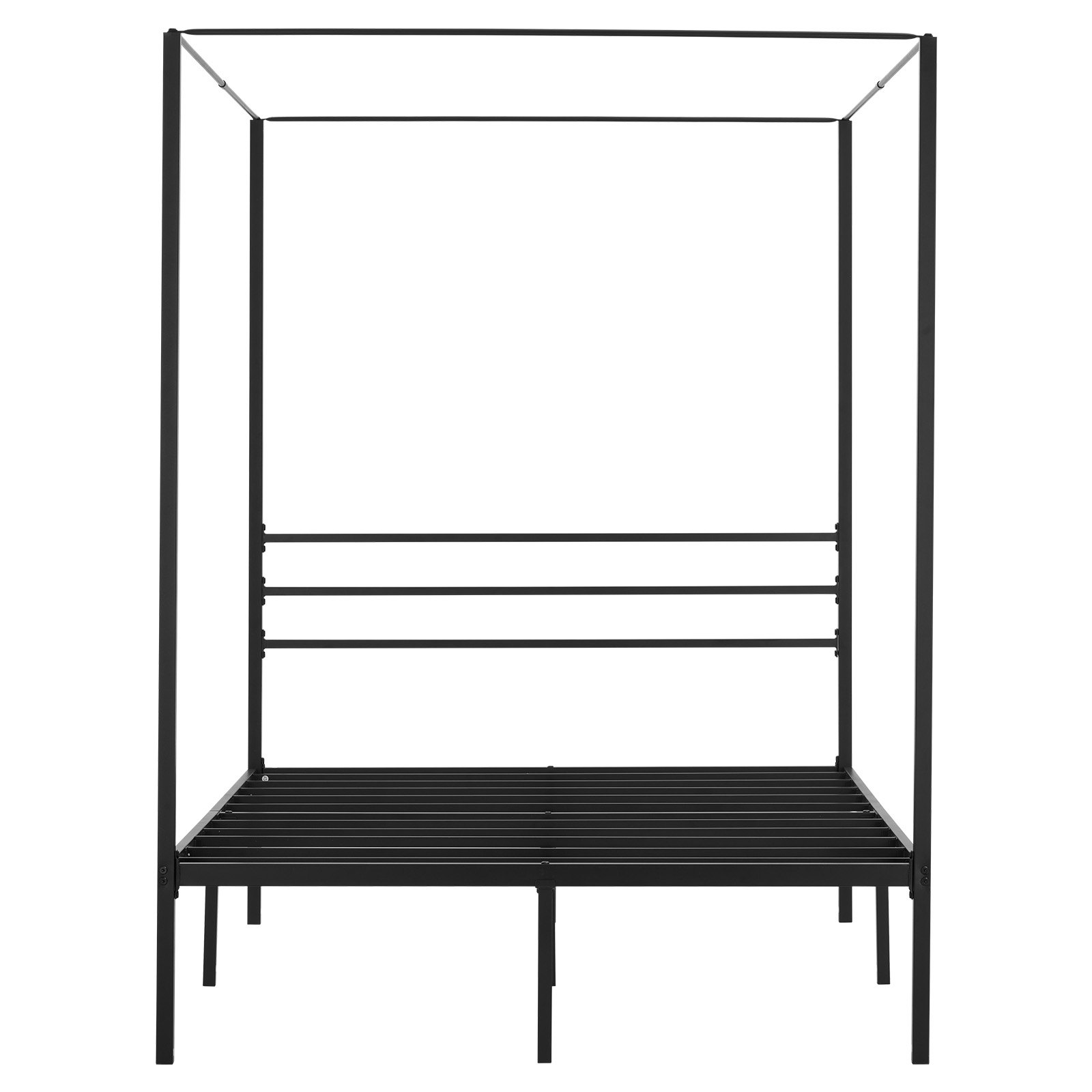 VEVOR Full Size Canopy Bed Frame, Metal Canopy Bed with Four Posters Design, Heavy Duty Steel Slats Support, Underbed Storage Space, No Box Spring Needed, Easy Assembly, Black