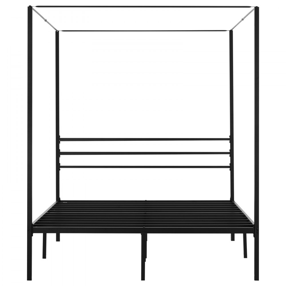 VEVOR Himmelbettrahmen (Queen Size), Metallhimmelbett (363 kg belastbar) mit Himmelbett-Design, Stahllattenstütze (Quadrat), Stauraum unter dem Bett, kein Boxspring erforderlich, Netzrahmen Schwarz