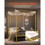 VEVOR Himmelbettrahmen (Full Size), Metallhimmelbett mit minimalistischem Kopfteil & Himmelbett-Design, robuste Stahllattenstütze (rund), Stauraum unter dem Bett, kein Boxspring erforderlich, Gold