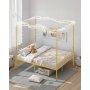 VEVOR Himmelbettrahmen (Queen Size), Metallhimmelbett mit minimalistischem Kopfteil & Himmelbett-Design, robuste Stahllattenstütze (rund), Stauraum unter dem Bett, kein Boxspring erforderlich, Gold