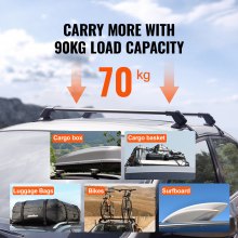 VEVOR Dachträger Dachgepäckträger Auto Querträger 2 Stk. Dachträger 70,3 kg Tragfähigkeit, geeignet für PKW Abstand zwischen Dachrinnen 105-109 cm, Abstand von Dachrinnen zu Fenstern 6 cm