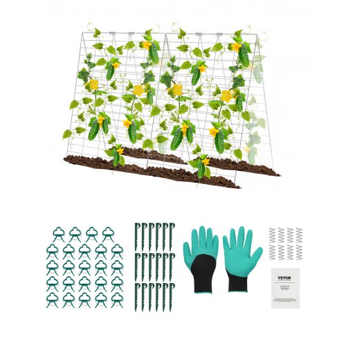 Faltbares Gurken-Spalier 162,6 X 101,6 Cm, A-Rahmen Aus Stahl – Mit Pflanztaschen & Clips Für Kletterpflanzen