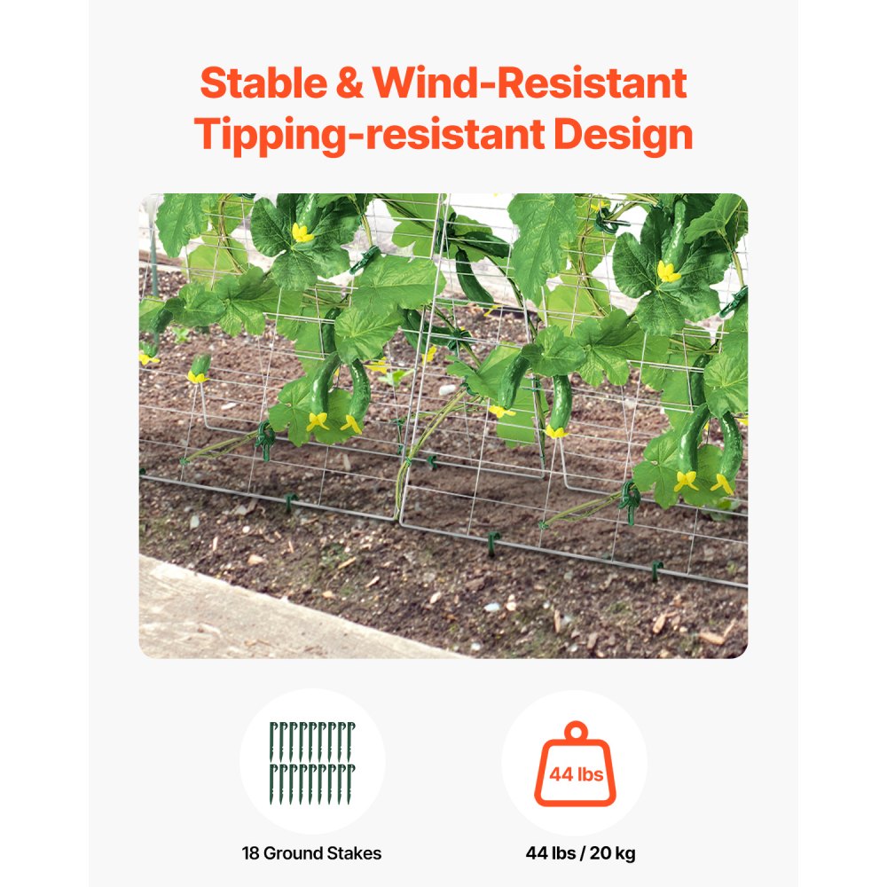 VEVOR Rankhilfe, 90x140cm, faltbares Gurkenspalier-Set mit Pflanzenklammern, Kletterhilfe für Hochbeet, Spalier, Pflanzenwachstumsstütze für den Außenbereich für Tomaten, Kürbisse, Gemüse