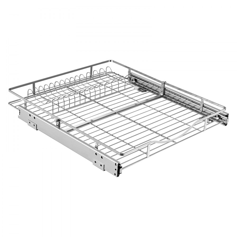 VEVOR Ausziehbarer Schrankorganizer 500 x 535 mm (B x T) aus Kohlenstoffstahl für Kochgeschirr, Gewürzgläser, Lebensmittel und Reinigungsmittel, Verchromte Oberfläche, Auszugsboden für Unterschränke