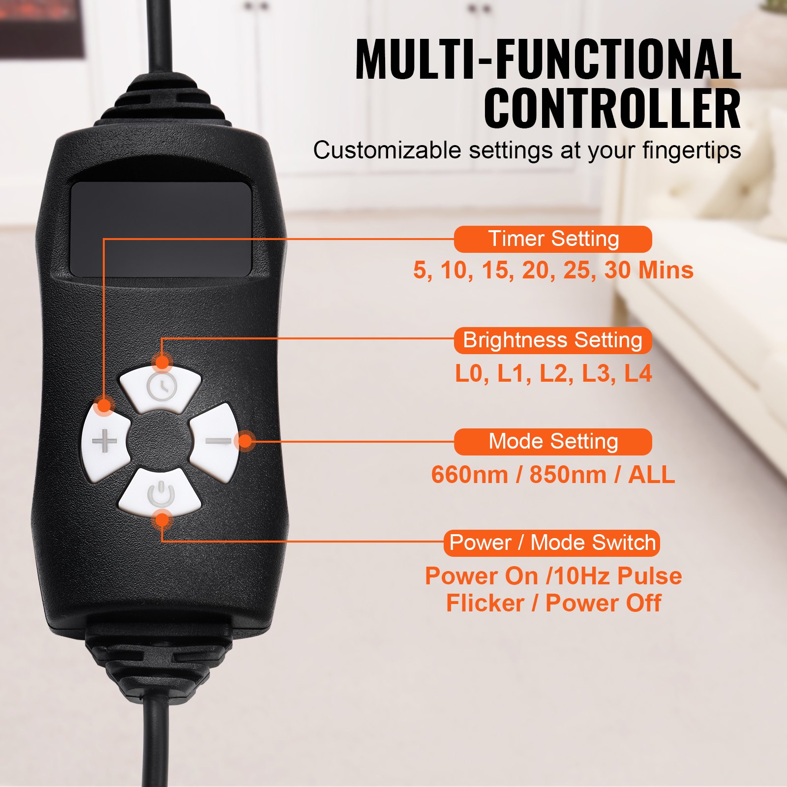 VEVOR Rote Lichttherapie Matte, 400 Stk. 3-Chip LED Lichttherapie Pad mit Controller, 10Hz Puls, 5-30Min Timer, 660nm Rot & 850nm Nah-Infrarot Lichttherapie Decke für Schmerzlinderung, Haut Gesundheit