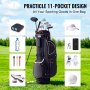VEVOR Golf-Cart-Tasche mit 14-Wege-Organizer-Unterteilung oben, 35 Zoll, 11 Taschen, Premium-Cart-Tasche mit Ständer, langlebige Golftaschen mit Griffen und Staubschutzhülle und abnehmbarem Doppelgurt für Männer und Frauen, Schwarz-Weiß