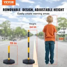 VEVOR Verkehrshütchen Verkehr Absperrpfosten 4 Stk. 285 x 285 mm Warnkegel Verkehrsleitkegel Warnleitkegel mit Kett, Leitpfostenkegel Straßensperrpfosten Gelb & Schwarz Wasser- und Sandeinspritzung