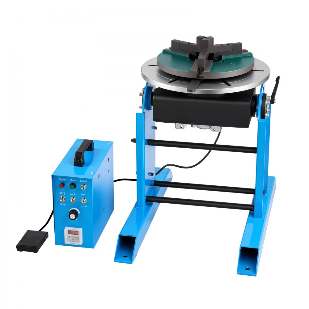 VEVOR Schweißdrehtisch 300 kg, Schweißpositionierer 200 W, Neigungswinkel -45° bis 90°, Drehzahlregelung 0,2–2,5 U/min, elektrisch & per Fußpedal, zum Schneiden, Schleifen & Montagearbeiten