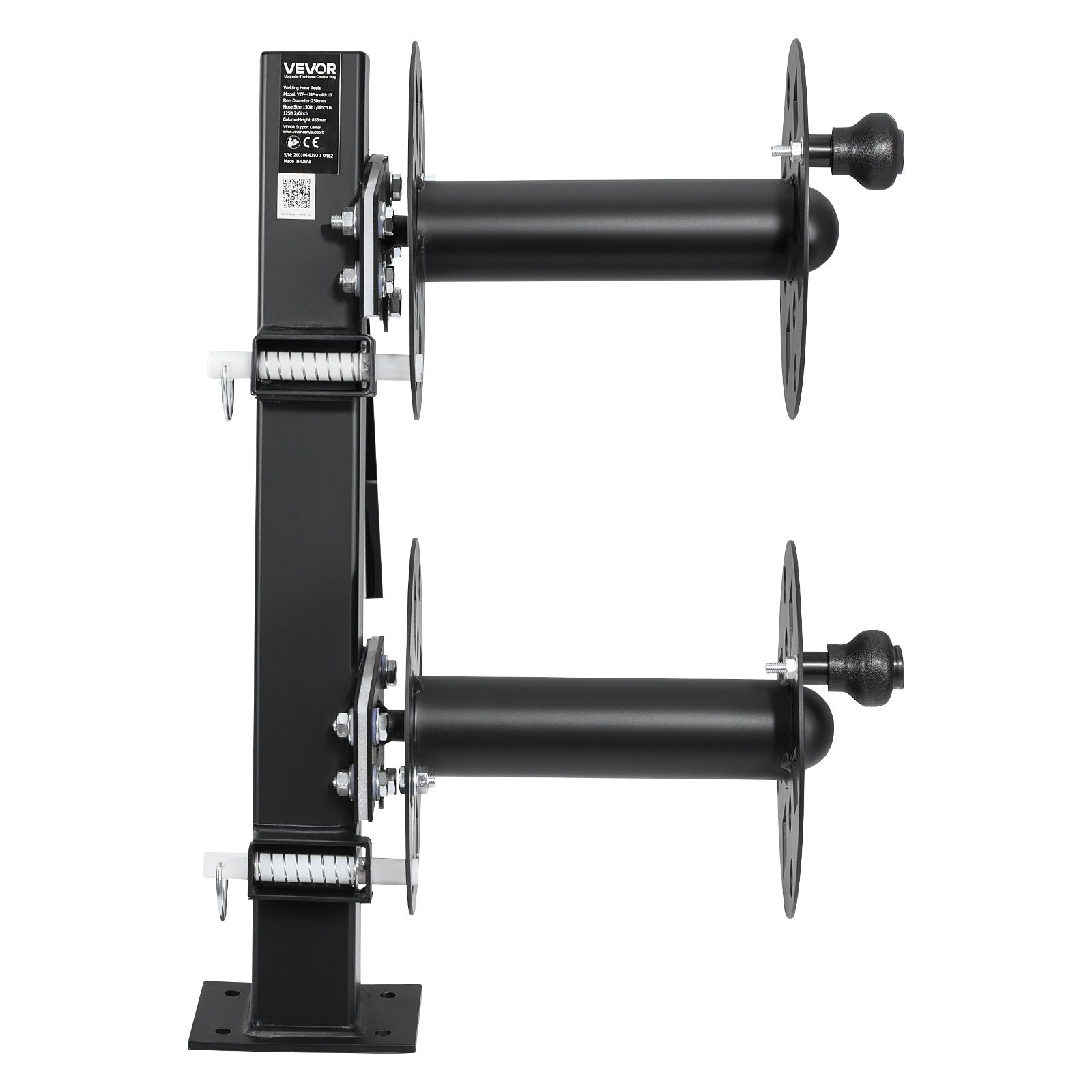 VEVOR Doppel-Schweißkabeltrommel, Schlauchtrommel mit 2 Leertrommel für 38,1m 70mm² / 45,7m 50mm² Schweißkabel, Manuelle Doppelschweißkabelrolle aus Stahl mit Sicherungsstift für Industrie Werkstatt