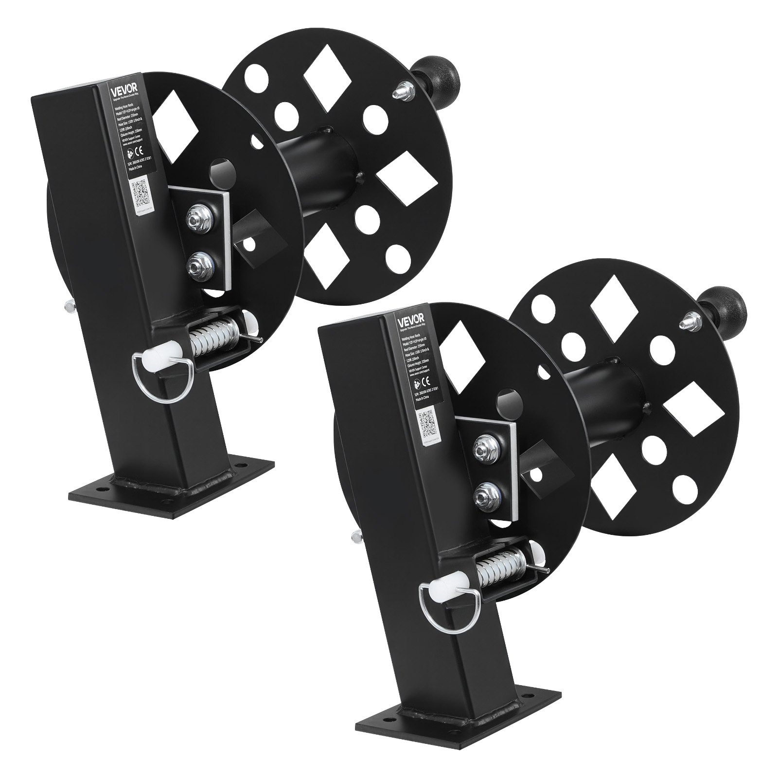 VEVOR 2 Stk. Schweißkabeltrommel, Schlauchtrommel mit 2 Leertrommel für 38,1m 70mm² & 45,1m 50mm² Schweißschlauch, Manuelle Schweißkabelrolle aus Stahl mit Sicherungsstift für Industrie Baustelle