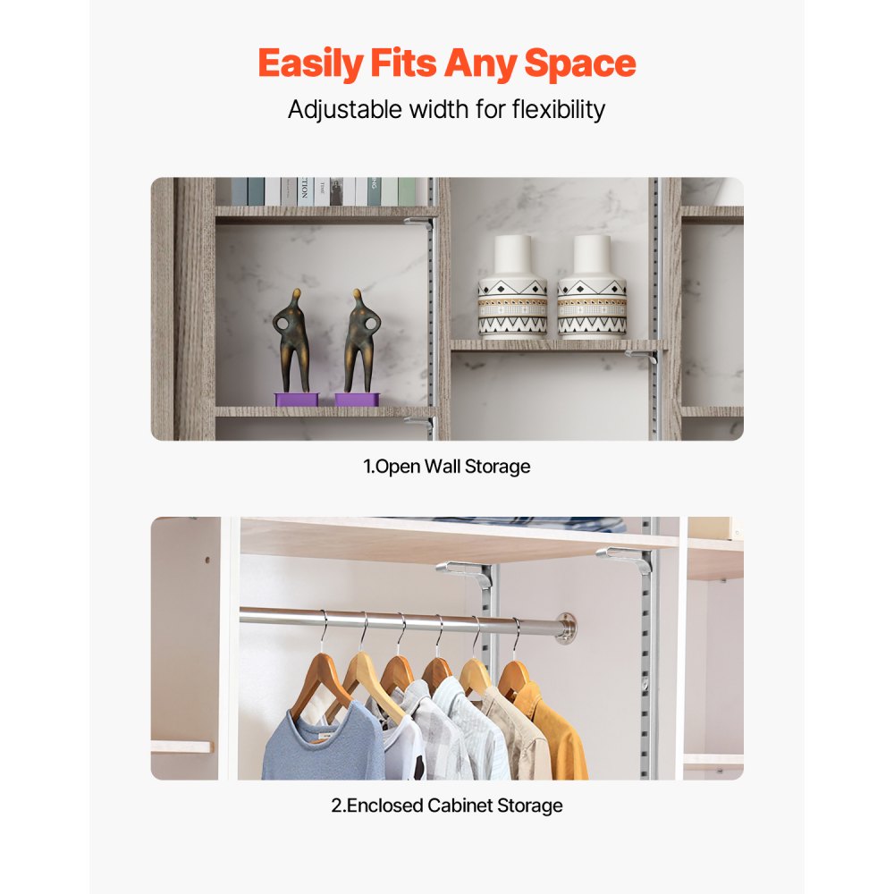 VEVOR Shelf Pilasters, 1846 mm, Pack of 20, Adjustable Shelf Brackets, Insert Pilaster Strip Standards with 140 Screws, Suitable for Wall Shelving Systems, Cabinet Organization