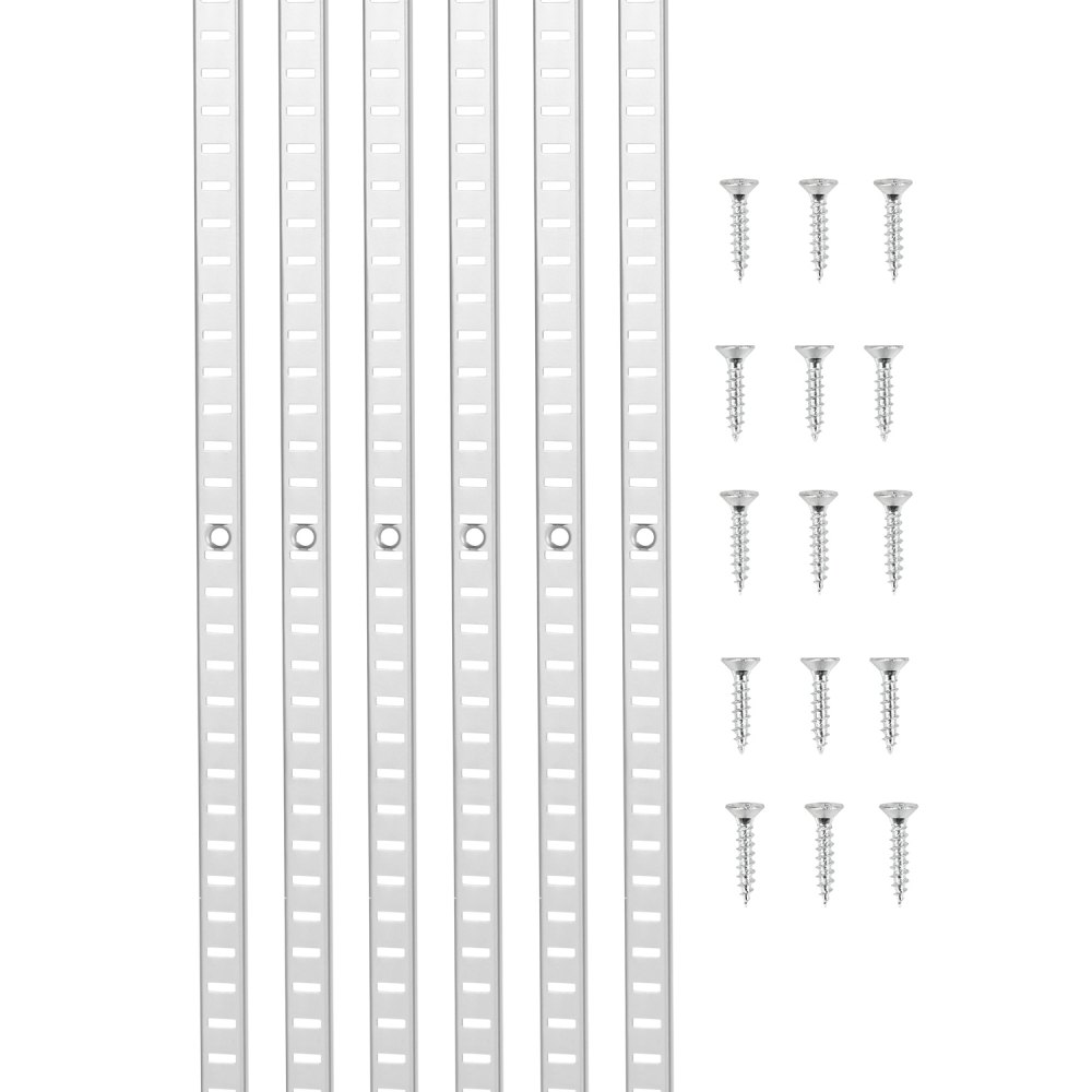 VEVOR Regalpilaster, 923 mm, 6er-Pack, verstellbare Regalhalterungen aus Stahl, Einsteck-Pilasterleisten-Standards mit 24 Schrauben, geeignet für Wandregalsystem, Schrankorganisation