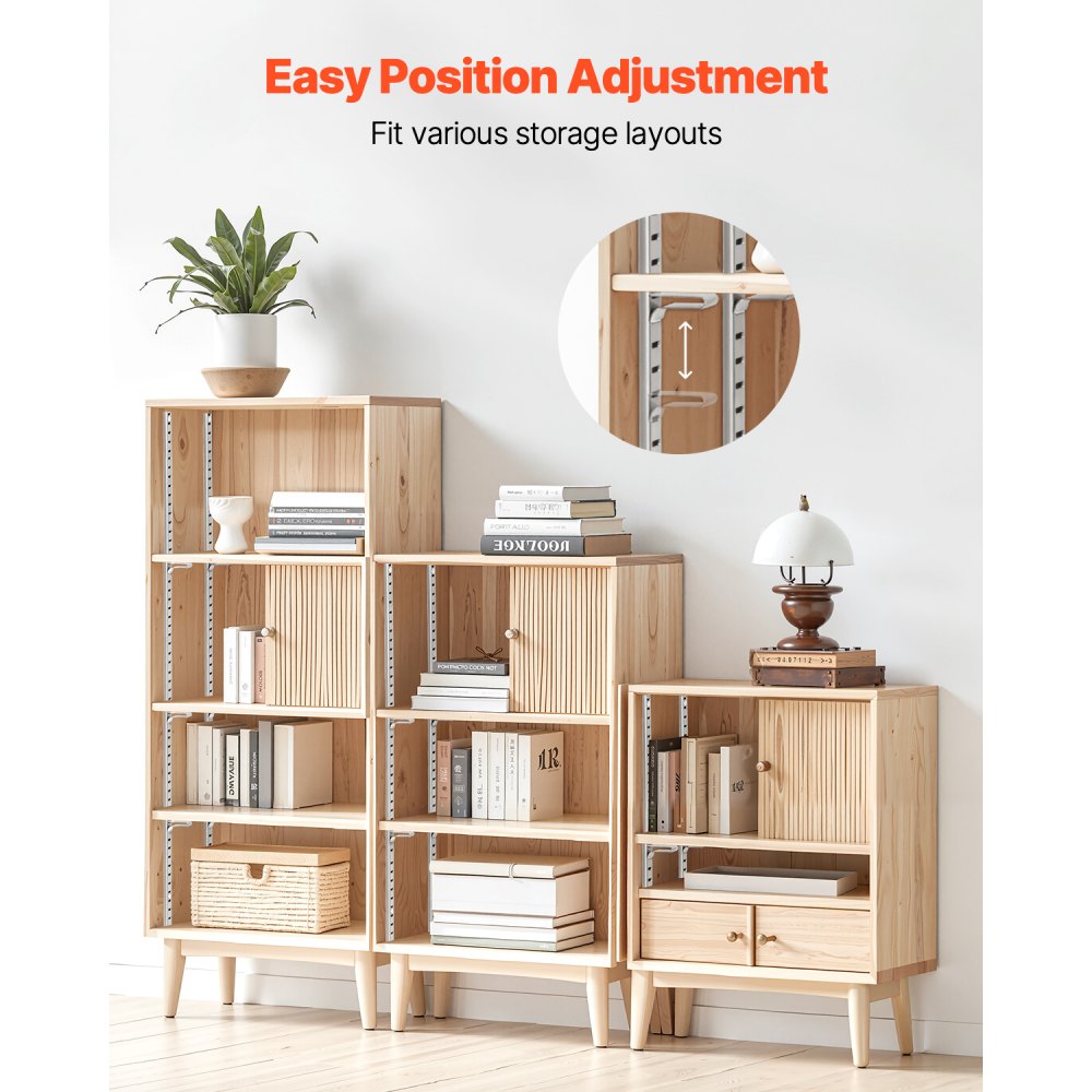 VEVOR Regalpilaster, 923 mm, 8er-Pack, verstellbare Regalhalterungen aus Stahl, Einsteck-Pilasterleisten-Standards mit 32 Schrauben, geeignet für Wandregalsystem, Schrankorganisation