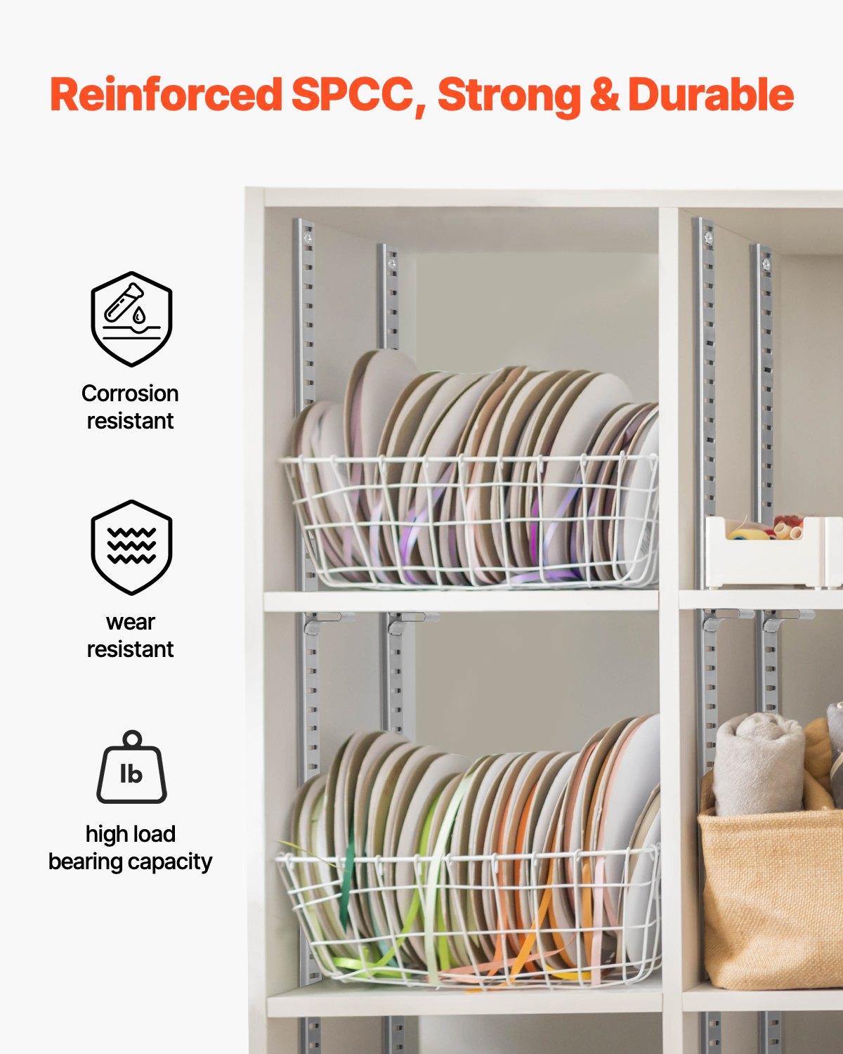 VEVOR Regalpilaster, 923 mm, 8er-Pack, verstellbare Regalhalterungen aus Stahl, Einsteck-Pilasterleisten-Standards mit 32 Schrauben, geeignet für Wandregalsystem, Schrankorganisation