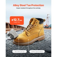 VEVOR Arbeitsstiefel Stahlkappe US-10,5 Arbeitsschuhe Sicherheitsschuhe Gelb