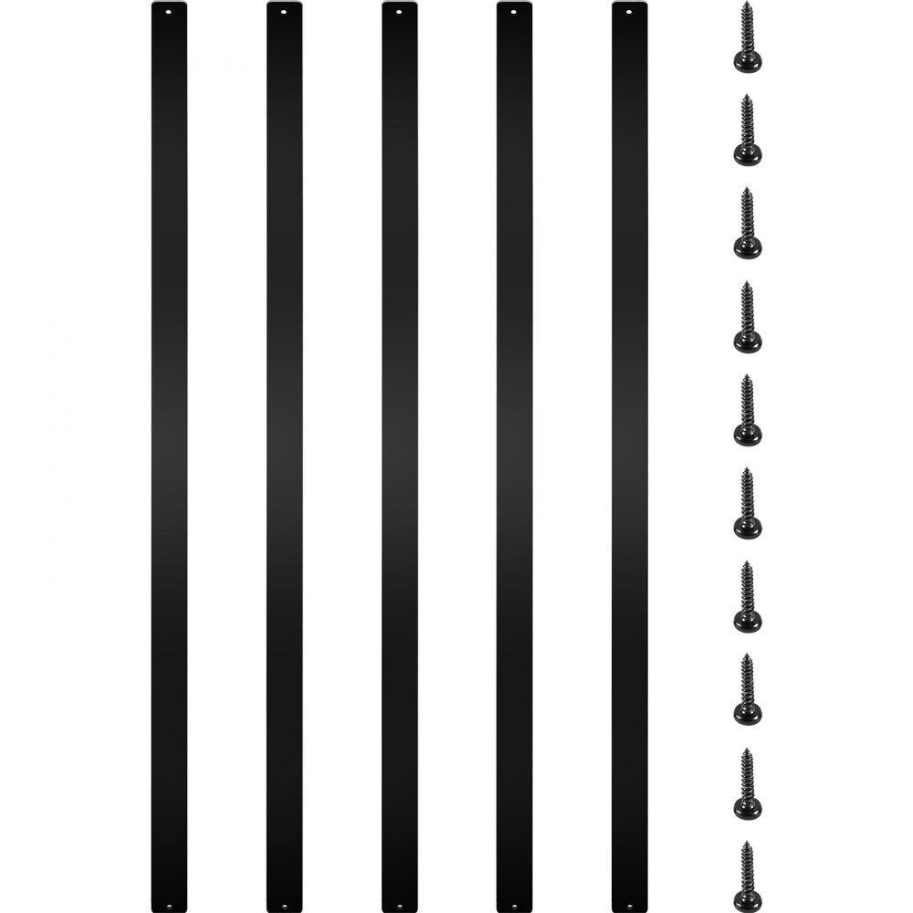 VEVOR Terrassenbaluster in Schwarz mit Schrauben, saubere vertikale Ausrichtung.