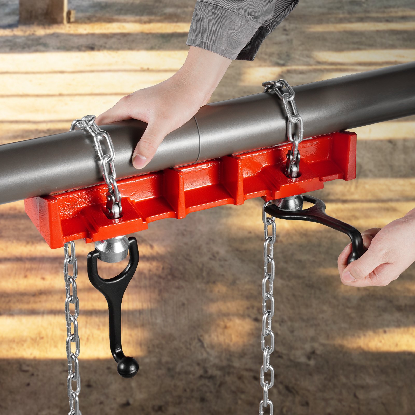VEVOR Pipe Welding Vise, 12.7-203.2 mm Pipe Welding Clamp with Double Chains & Crank Handles, Heavy-Duty Cast Iron Welding Vise for a Variety of Pipes