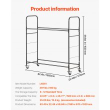 VEVOR Reifenrollregal Reifenhalter mit 2 Ablagen 2 Standardreifen Rollbar Garage