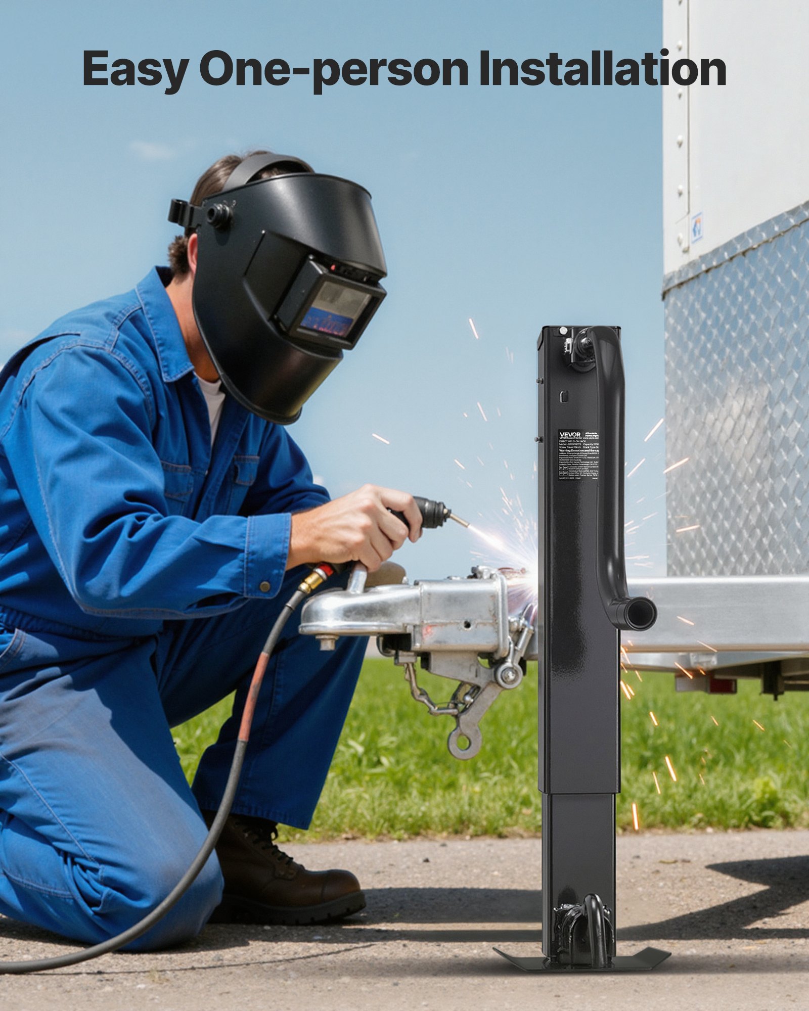 VEVOR Anhängerheber, 5443 kg Tragkraft, Anhängerstütze mit Kurbel, verstellbar von 703 bis 1377 mm, Reiseanhänger, Ausdrehstütze zum Anheben von Wohnmobil-, Nutzfahrzeug- & Yachtanhängern