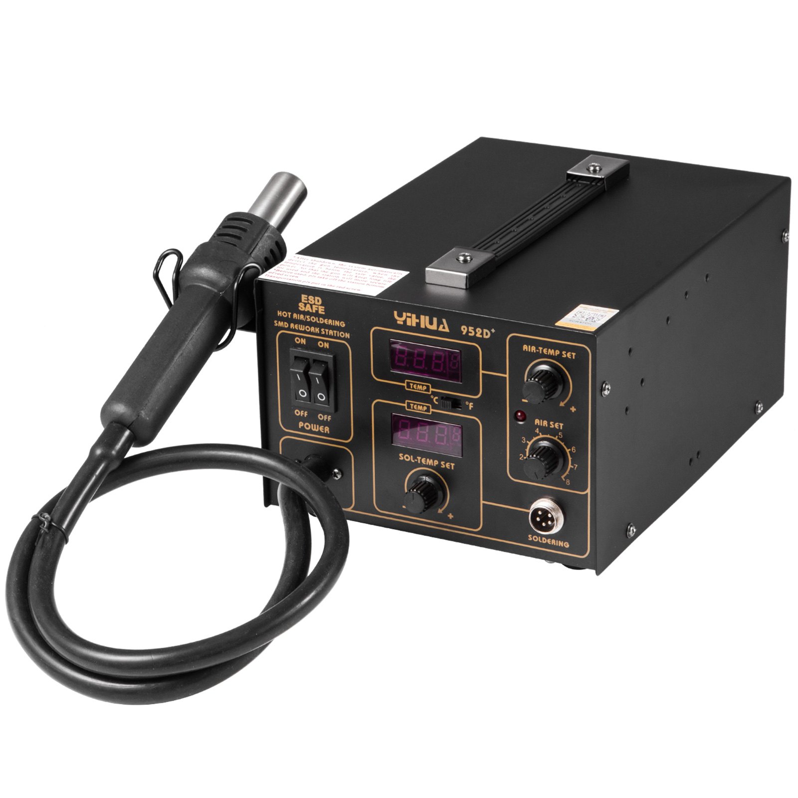 952D+ Hot Air Gun 2in1 Rework Lötkolben Station Entlöten SMD ESD Safe