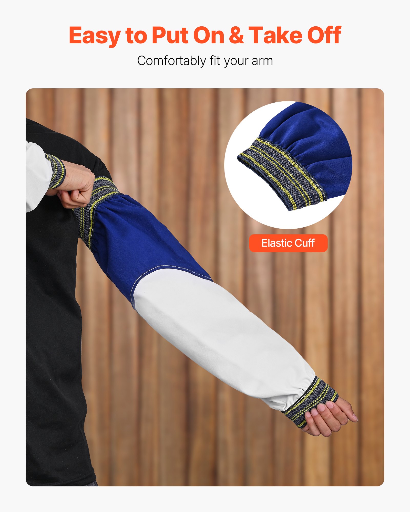 VEVOR Flame Resistant Welding Sleeves, Heavy Duty Sheepskin & FR Cotton Arm Protection Sleeves for Men Women, Heat Resistant with Elastic Cuffs for Welding, Woodworking, Blacksmithing