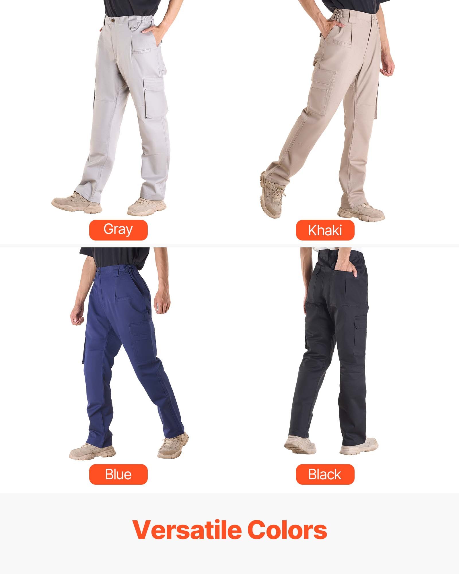 VEVOR Flammhemmende Hose für Herren, Größe M, Herren-Cargohose aus Baumwolle, flamm- & reißfest, mit mehreren Taschen, elastischer Taille, Arbeitshose für Schweißer, Freizeitausflüge, Grau